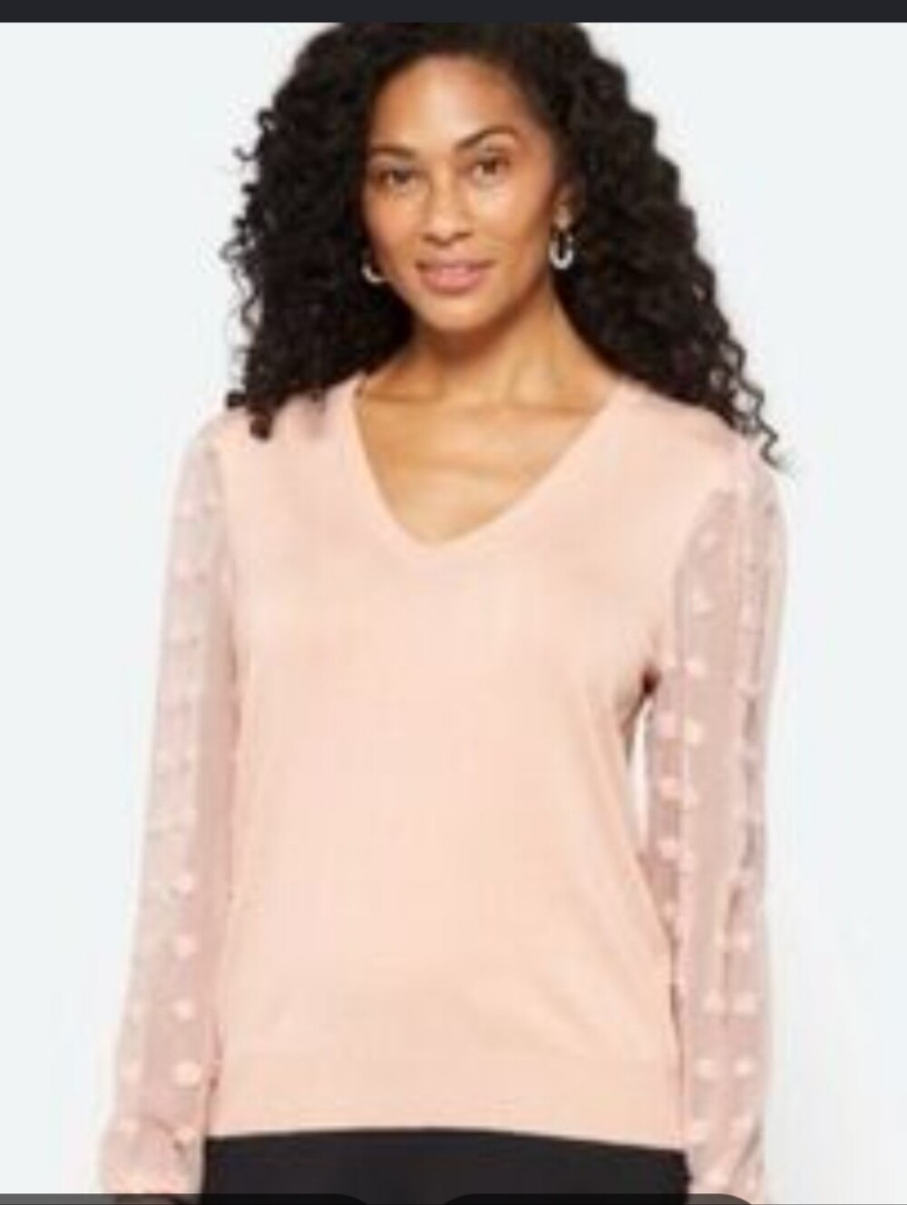 ADRIANNA PAPELL Dusty Rose Viscose Blend w/ Sheer Puff Sleeve Pullover sz L NWOT